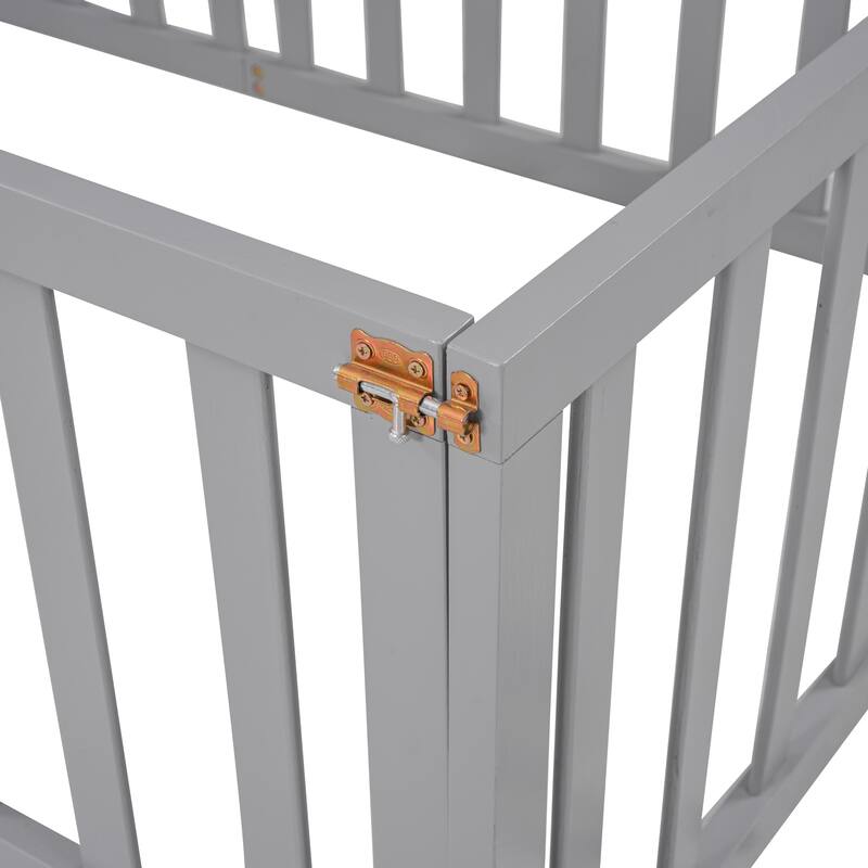 Rustic Gray Wood Daybed Frame with Unique Fence Design in Twin Size
