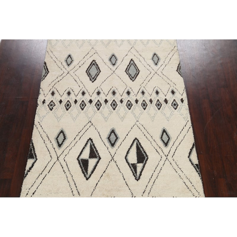 Vegetable Dye Moroccan Berber Oriental Area Rug Wool Handmade Carpet - 6'1" x 9'2"