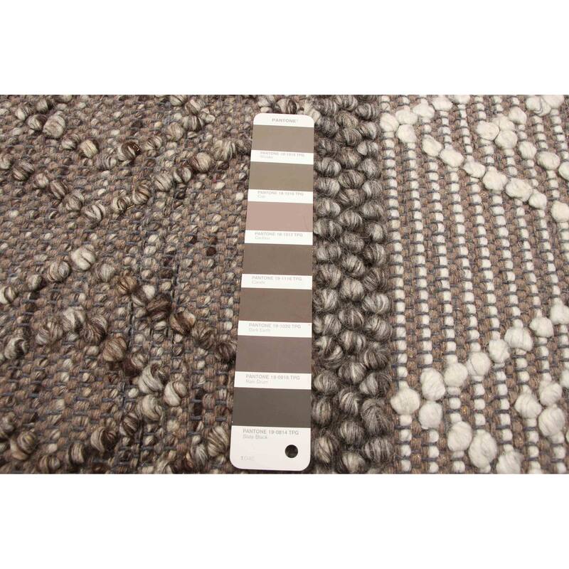 ECARPETGALLERY Braid weave Sienna Brown Wool Rug - 6'1 x 9'0