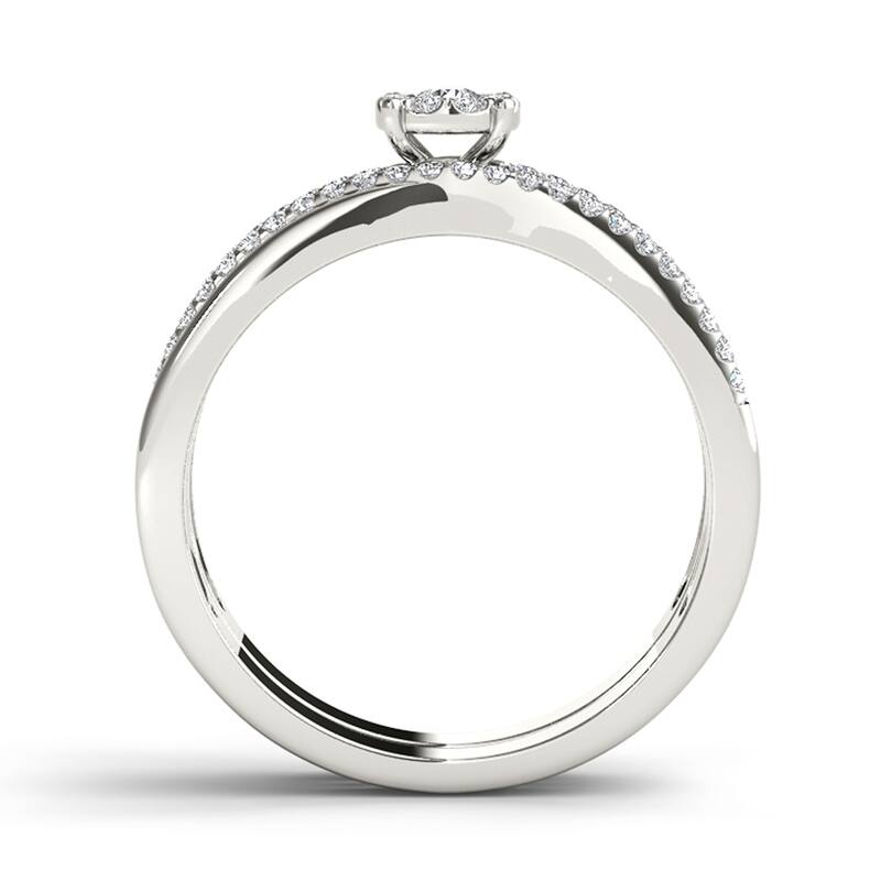 1/4ct TDW Diamond Cluster Bridal Set in 10K Gold for Women