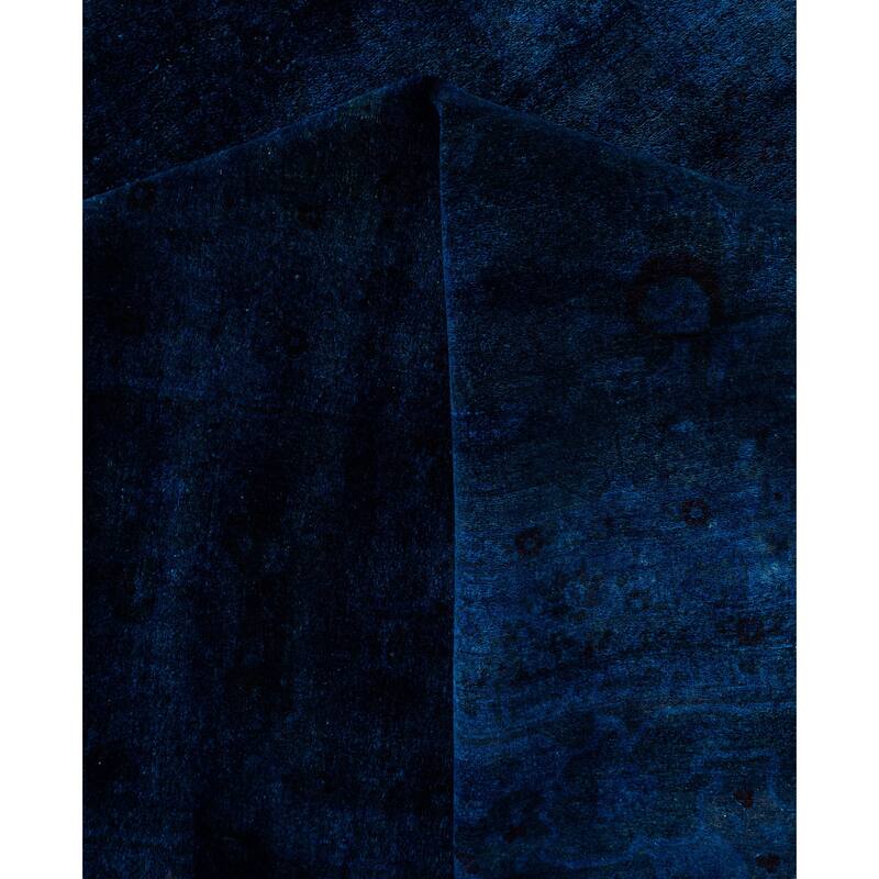 Overdyed One-of-a-Kind Hand-Knotted Area Rug - Blue - 12' 4" x 18' 1"