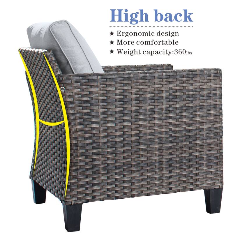 OVIOS 8-piece Patio Wicker Conversation Furniture Set with Swivel Chairs