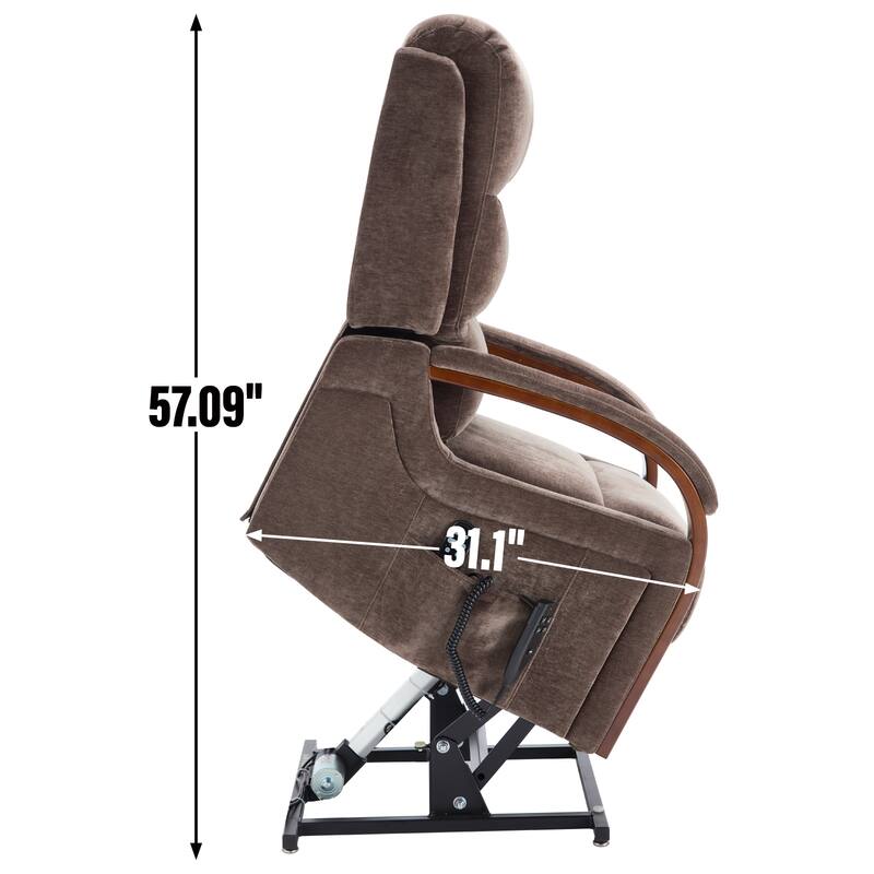 Power Lift Recliner Chair Dual Motor Infinite Position with Solid Wood Armrests, Heat Massage and Heavy Duty Motion Mechanism