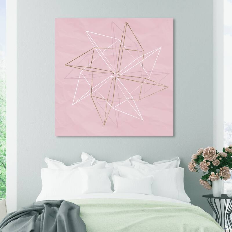 Wynwood Studio Canvas Abstract Origami Moulin Pink Pink and Pastel Pink Modern & Contemporary Wall Art Canvas Print - 40 x 40