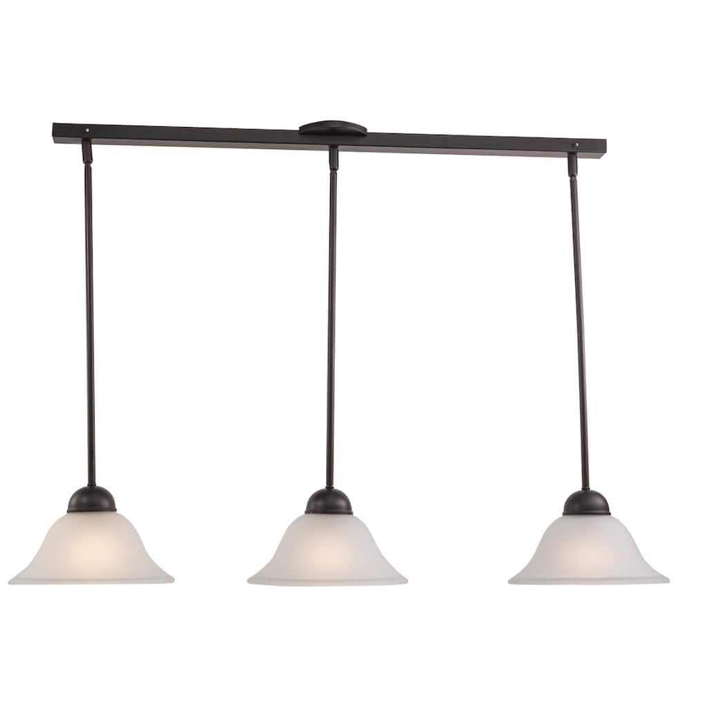 Linear Chandelier Pendant Light - 3 Light Island Bronze Finish Modern Farmhouse - 16.63