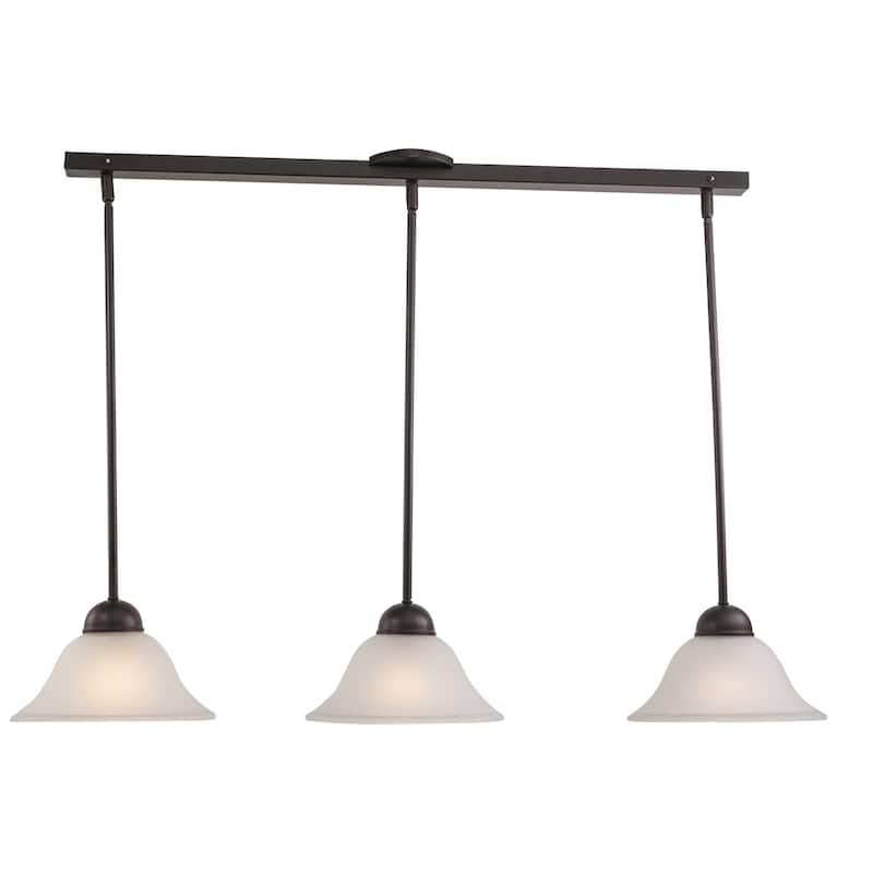 Linear Chandelier Pendant Light - 3 Light Island Bronze Finish Modern Farmhouse - 16.63