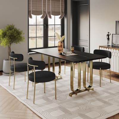 Dining Chairs Set of 2 Round Upholstered Boucle Dining Room Chairs Curved Backrest Chairs for Dining Room Metal Legs