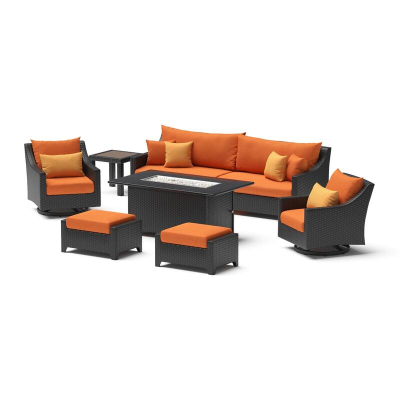 Deco 8 Piece Sunbrella Outdoor Patio Motion Fire Set with Table