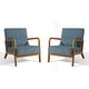 preview thumbnail 89 of 141, 25" W Mid Century Upholstered Wood Accent Chair with Pillow set of 2