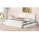 preview thumbnail 6 of 11, King Platform Bed with 4 Drawers, Headboard & Support Legs, White