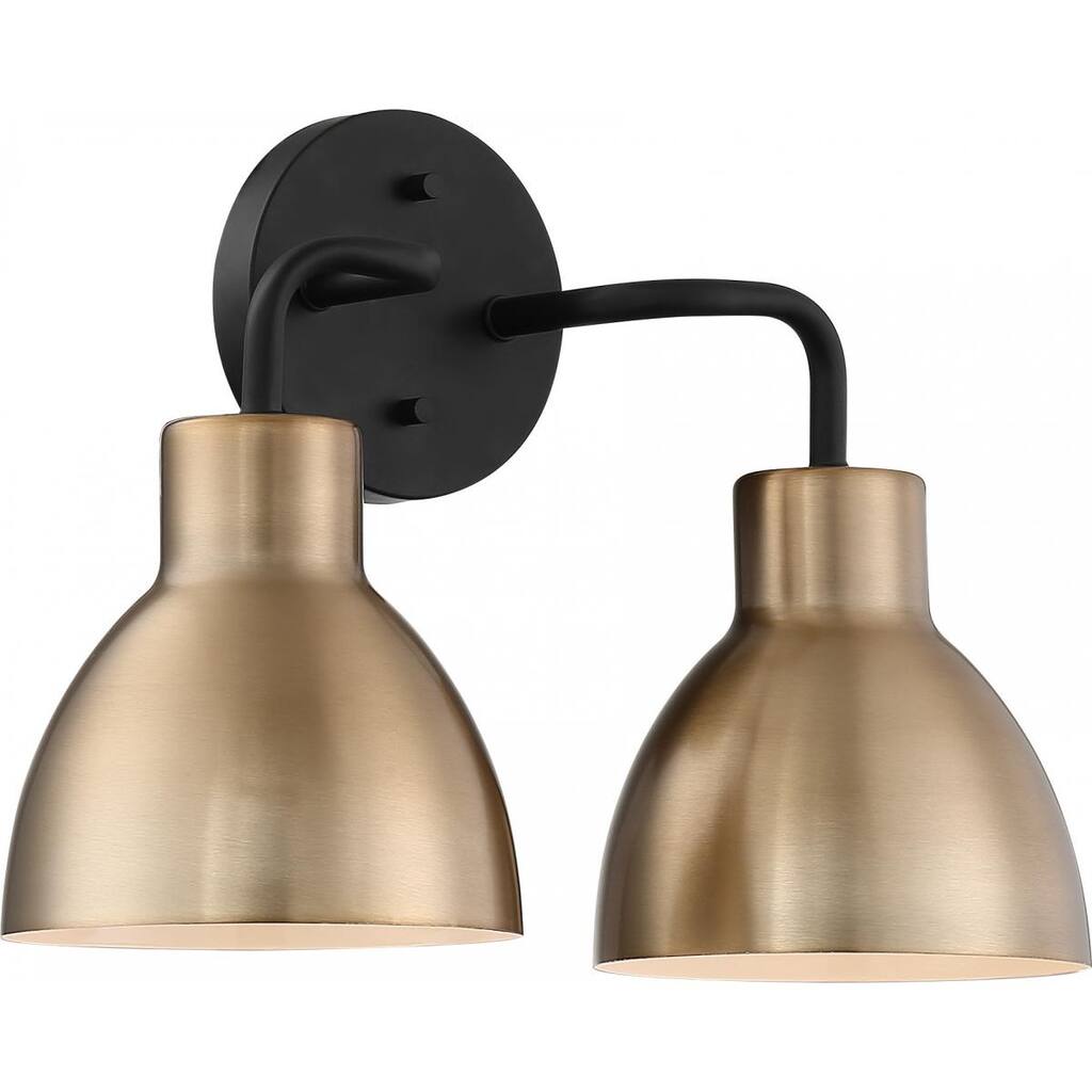 Sloan 2 Light Vanity Matte Black and Burnished Brass Finish