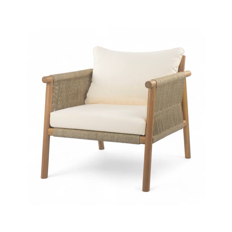 Christopher Knight Home - 28" Modern Outdoor Woven Lounge Chair with Solid Wood Frame and Comfortable Polyester Cushions