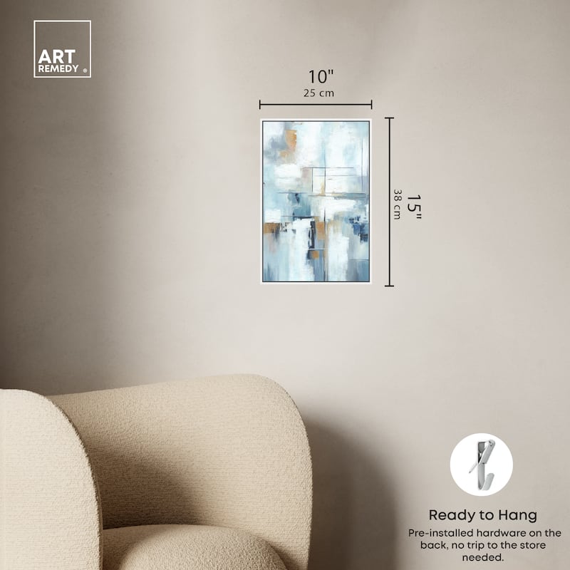 Art Remedy House Of Lines Ii Framed Blue Abstract 1 Piece Canvas Wall Art