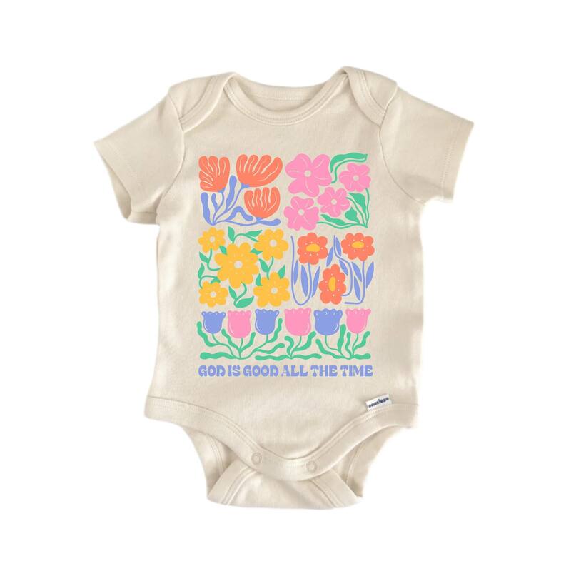 God Is Good All The Time Jesus Christian Religious - Baby Boy Girl Clothes Bodysuit - Blue - 0-3M