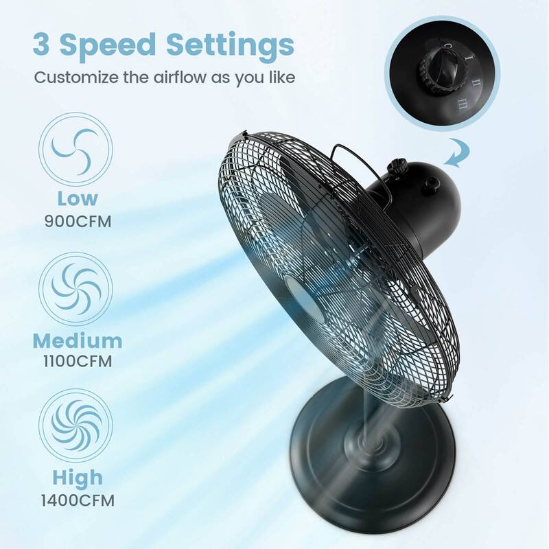 Costway 16" Standing Pedestal Fan with 3 Speed Settings Carrying - See Details