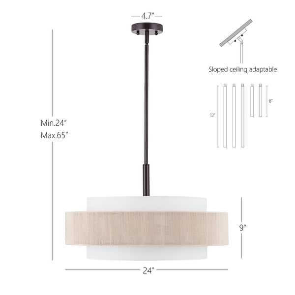 dimension image slide 0 of 2, GetLedel 5-Light Double Shaded Drum Chandelier