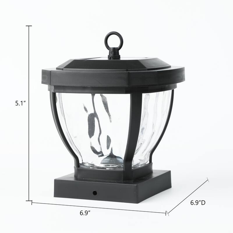 4x4 Black Plastic Glass Lens Solar Post Cap Light - 5.1" H x 6.9" W x 6.9" D