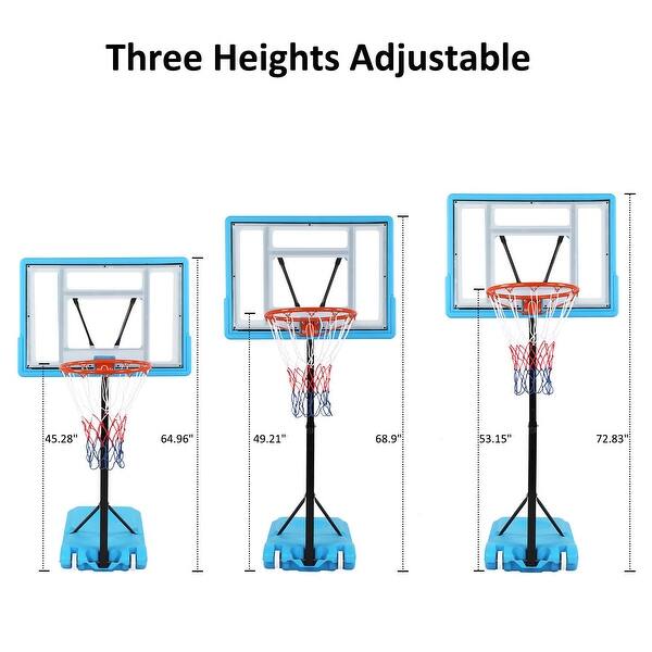 Portable Swimming Pool Basketball Hoop, 45"-53" Height Adjustable