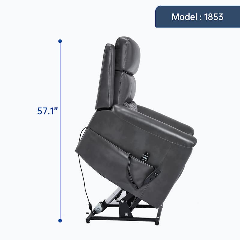 350 Lbs Leatherair Power Lift Recliner Chair, Heavy Duty Motion Mechanism With 8-Point Vibration Massage And Lumbar Heating