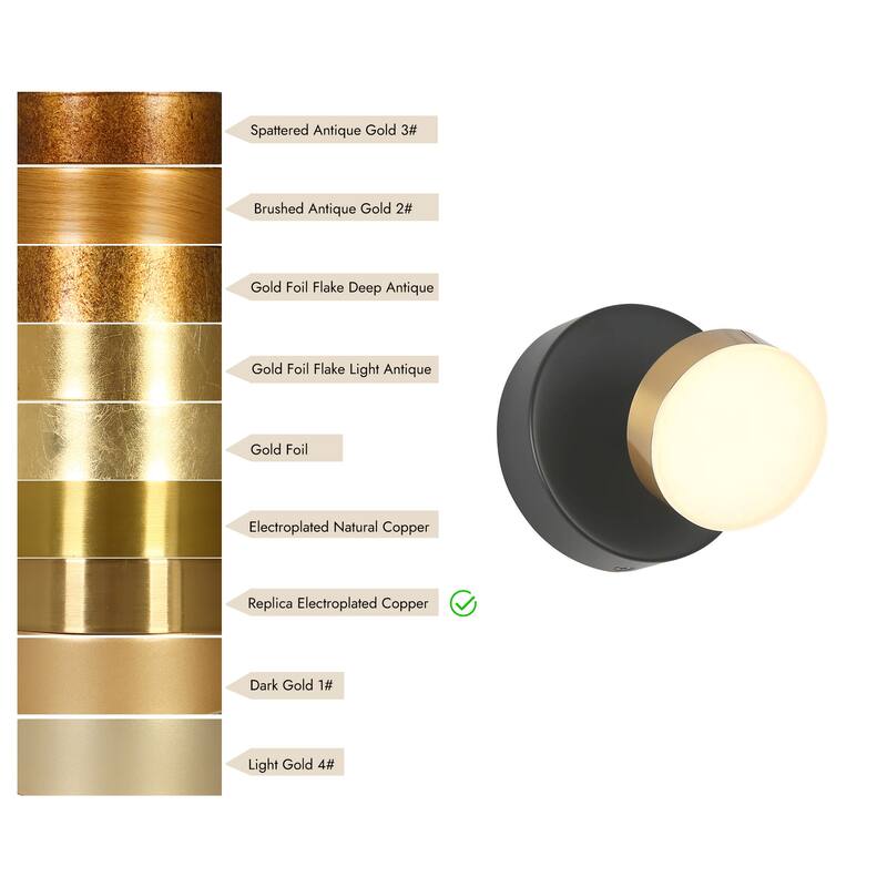 Modern Minimalist 1-Light Black Gold LED Wall Sconces Mini Flush Mount Ceiling Lights - 4.7" L x 5.5" W x 4.7" H