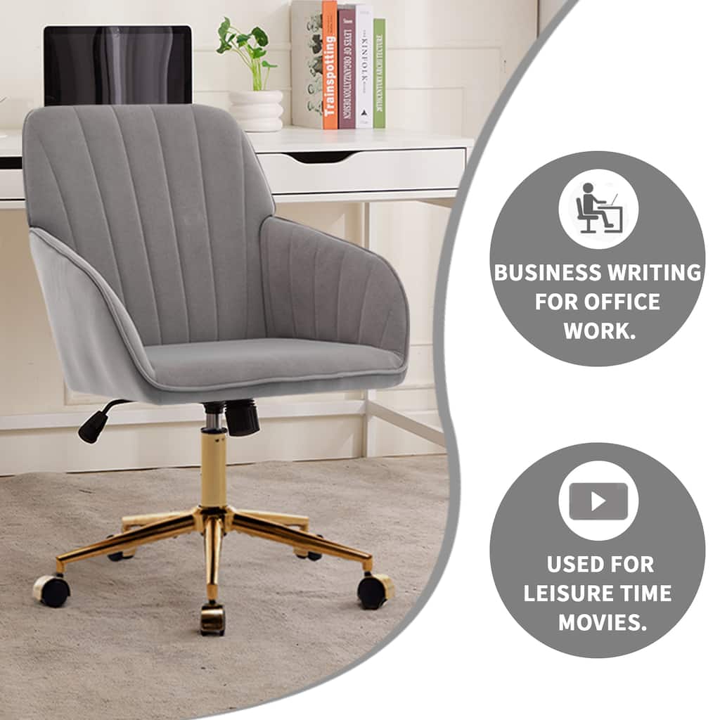 Comfortable Vanity Chair Visitor Chair with Lumbar Support, Gray Ergonomic Swivel Chair Computer Chair with Backrest