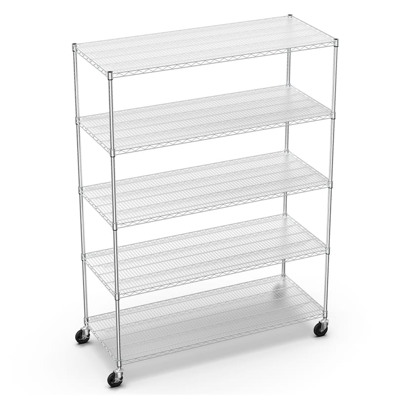 5 Tier 7500lbs Heavy Duty Adjustable Storage Rack Metal Shelf - Chrome