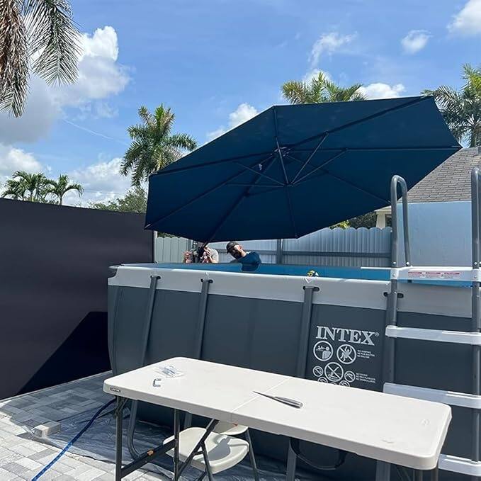 PURPLE LEAF Round 360 Degree Rotation Patio Cantilever Umbrella