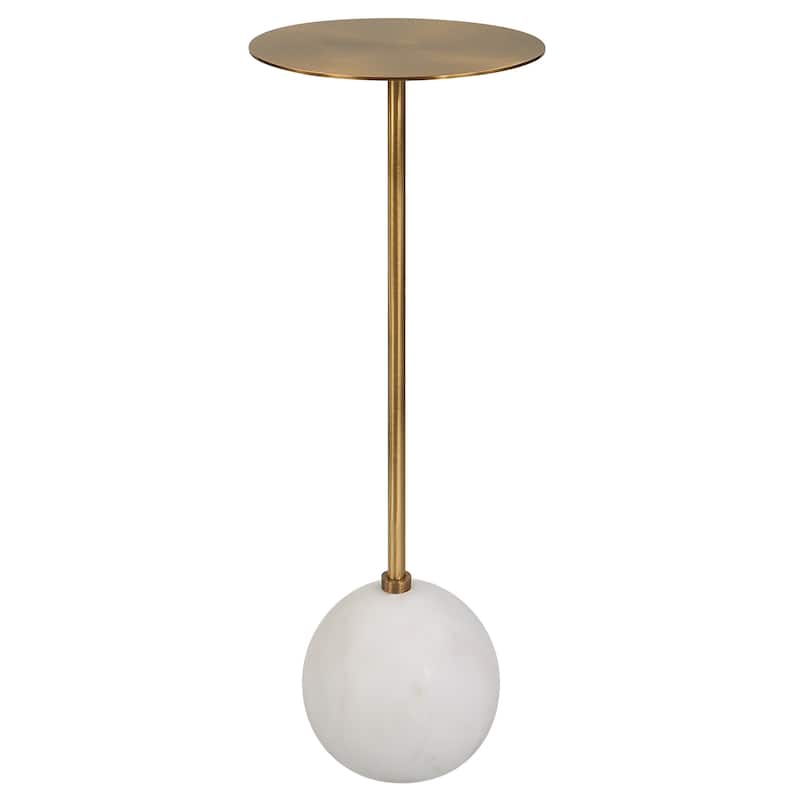 Marble Foot Drink Table - 22" - White and Gold
