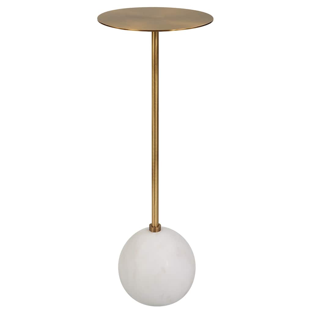 Marble Foot Drink Table - 22" - White and Gold
