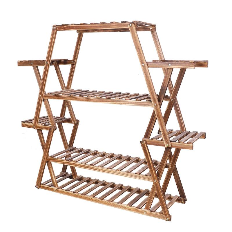 Tall Plant Stand 8 Tier 20-25 Potted Wood Flower Shelves Planter Rack - 37 x 10 x 42in