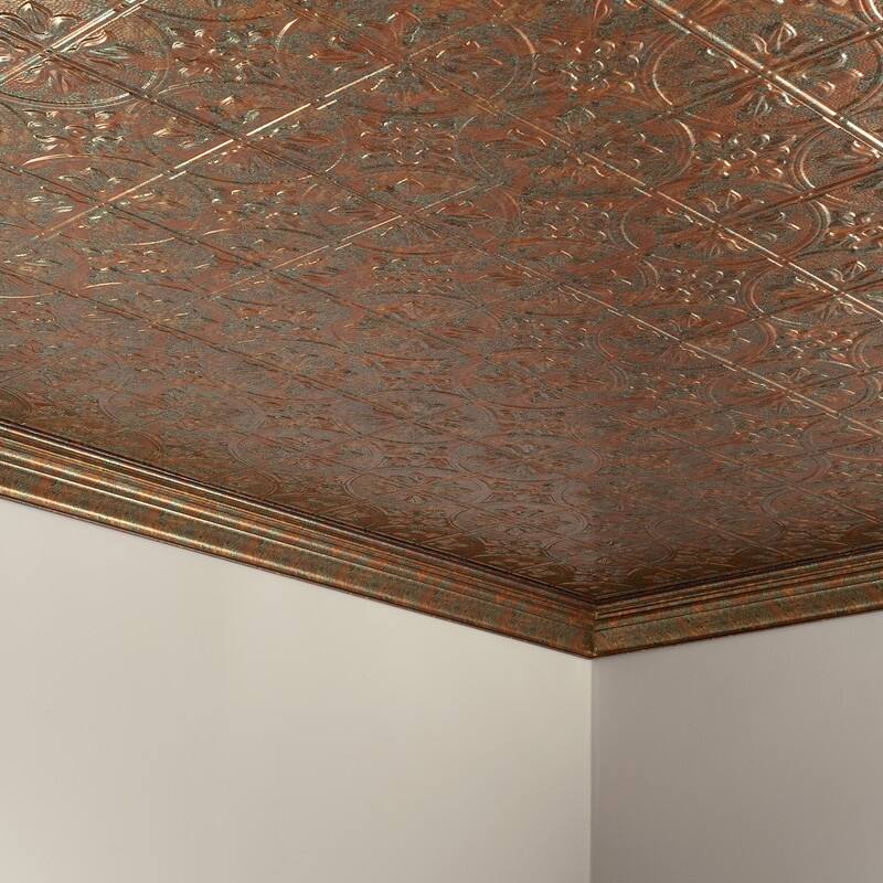 FASÄDE Traditional Style 2 Decorative Vinyl 2ft x 4ft Glue Up Ceiling Panel in Copper Fantasy (5 Pack)