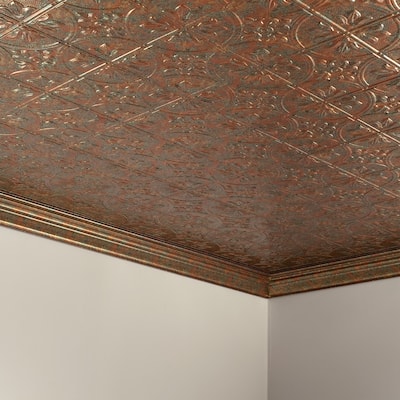 FASÄDE Traditional Style 2 Decorative Vinyl 2ft x 4ft Glue Up Ceiling Panel in Copper Fantasy (5 Pack)