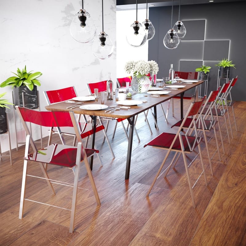 Menno Modern Acrylic Folding Dining Chairs with Stainless Steel Frames and Rubber Pads (Set of 2)
