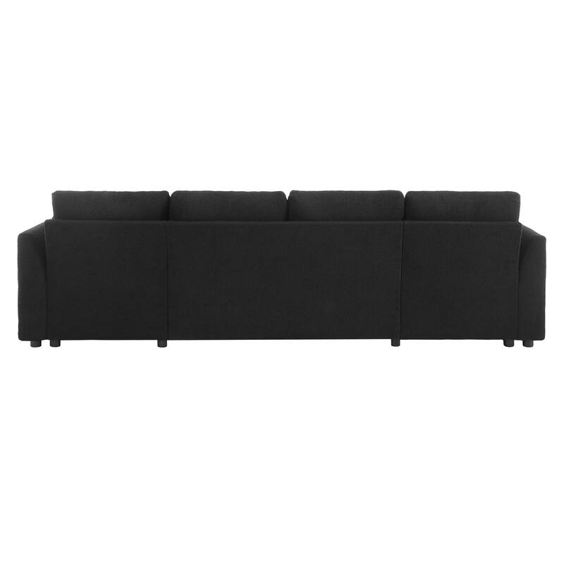 Oversized U-shaped Sectional Sofa with USB Ports, Dual Storage Chaise Lounges Sofa with Pull-out Bed Convertible Sleeper Sofa