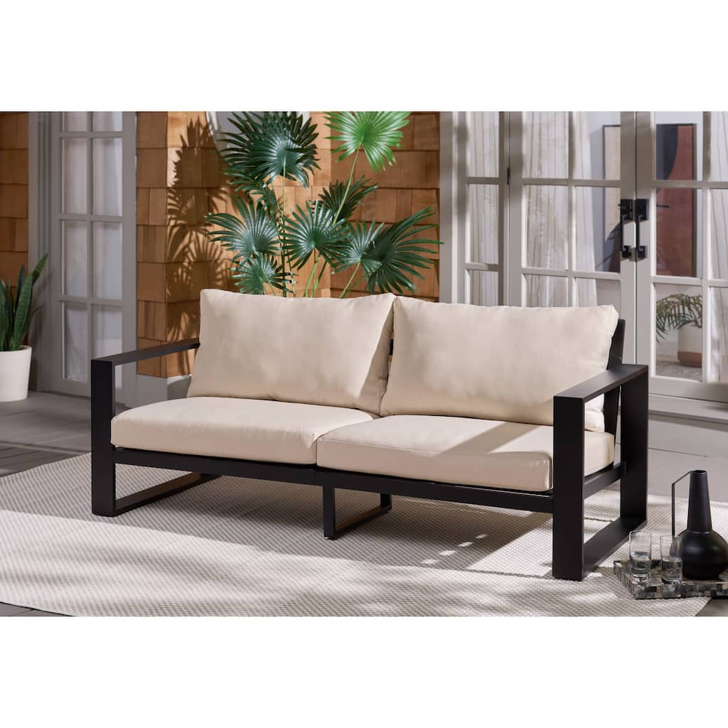 SAFAVIEH Outdoor Living Fash Aluminum Sofa - 76"W x 34"D x 30"H