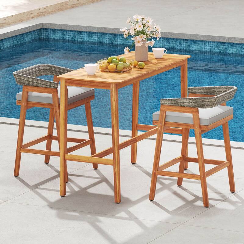 Costway 5 PCS Patio Counter Height Bar Set with 4 Cushioned Barstools - See Details