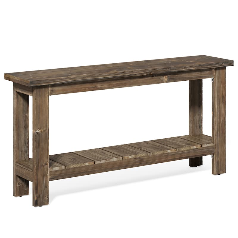 Industrial Farmhouse Solid Wood Console Entryway Table with Storage