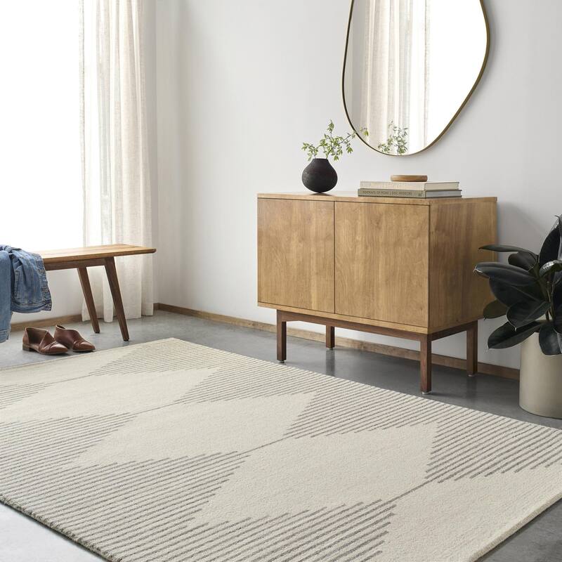 Livabliss Zepp Modern Wool Handmade Area Rug - Cream/Taupe - 8' 10" x 12'