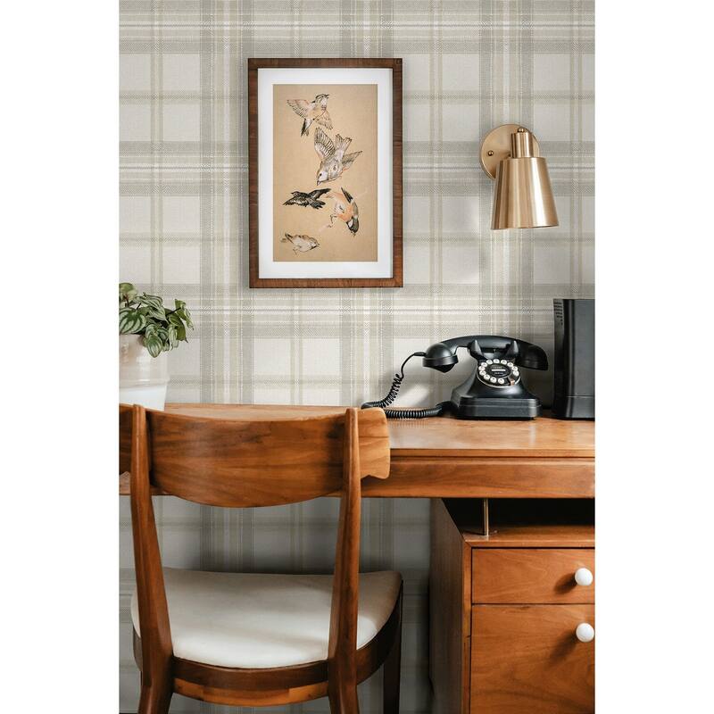 Harry & Grace Herringbone Plaid Premium Matte Non-Woven Peel and Stick Wallpaper