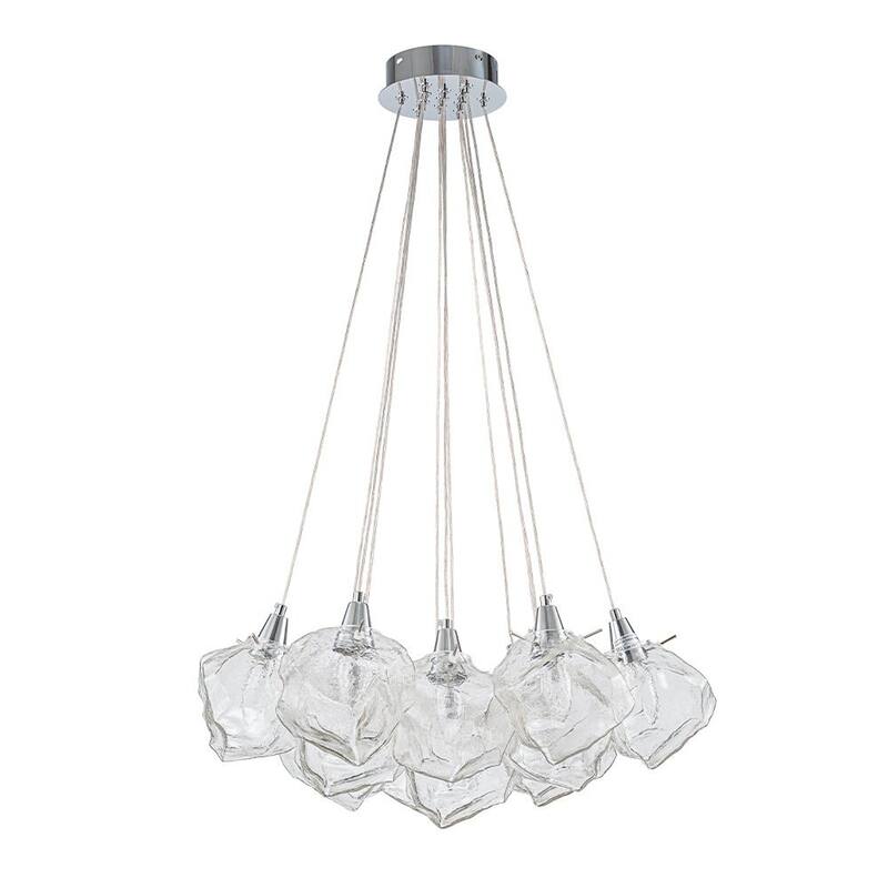 Chrome 13-Light Cube Glass Pendant Chandelier - 23.6in