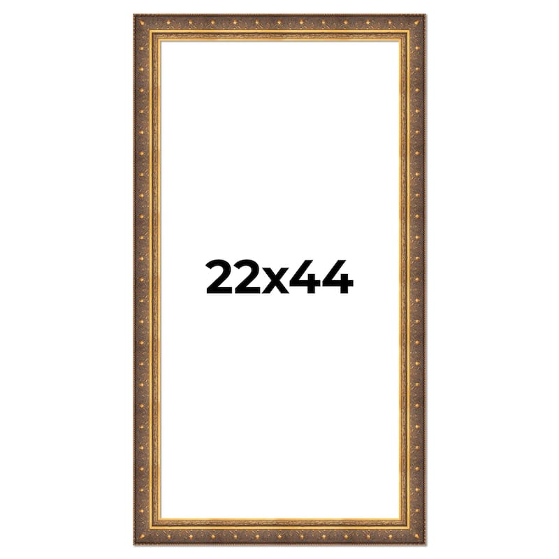 22x44 Frame Gold Real Wood Picture Frame inches Interior Frame Depth 1 inches Museo Bronze Ornate Photo Frame with UV Acrylic