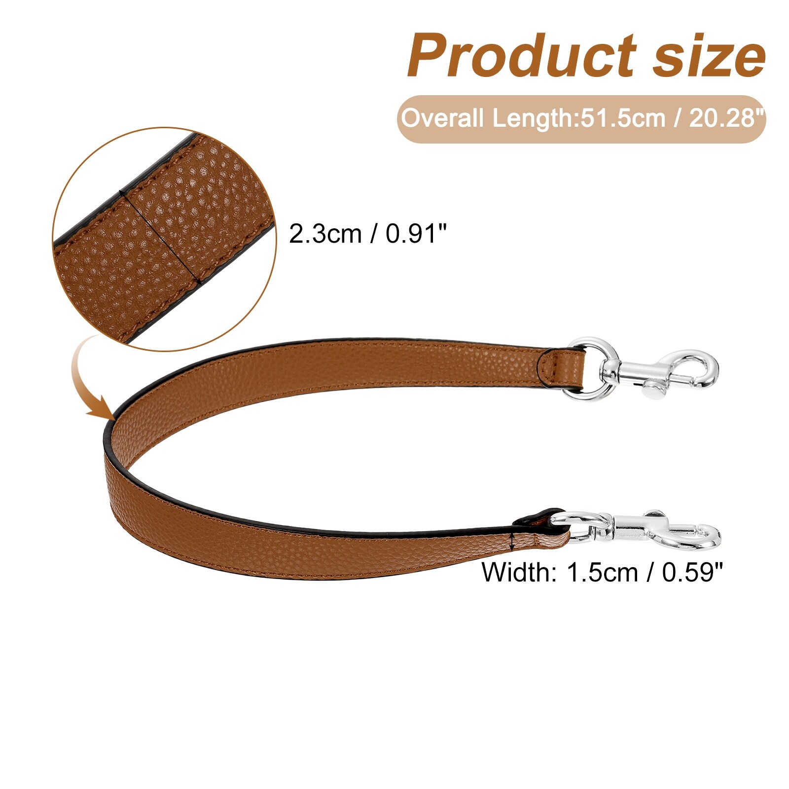 PU Leather Short Bag Strap with Clasp, Purse Handles Handbags Replacement Straps for Clutch Bag