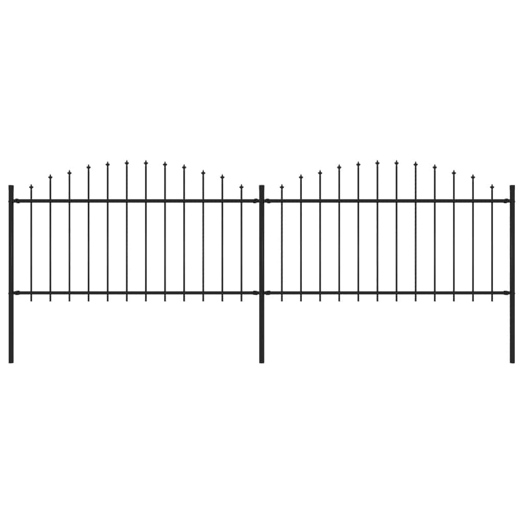 vidaXL Garden Fence with Spear Top Steel 11.2' Black