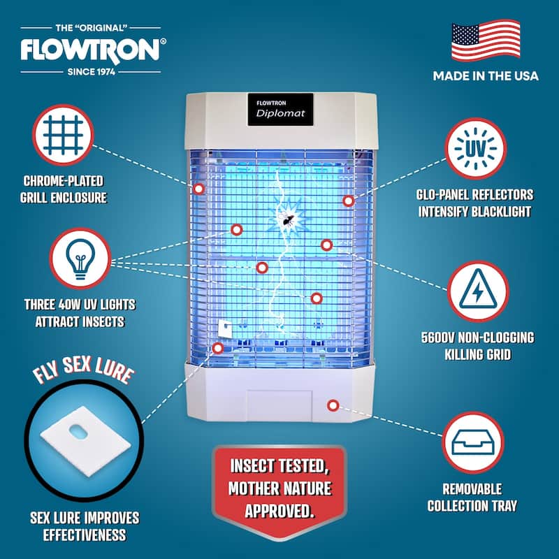 Flowtron Indoor Bug Zapper Electric Insect Killer 120W UV Pheromone Lure 2000 Sq Ft UL Certified - Pest Control