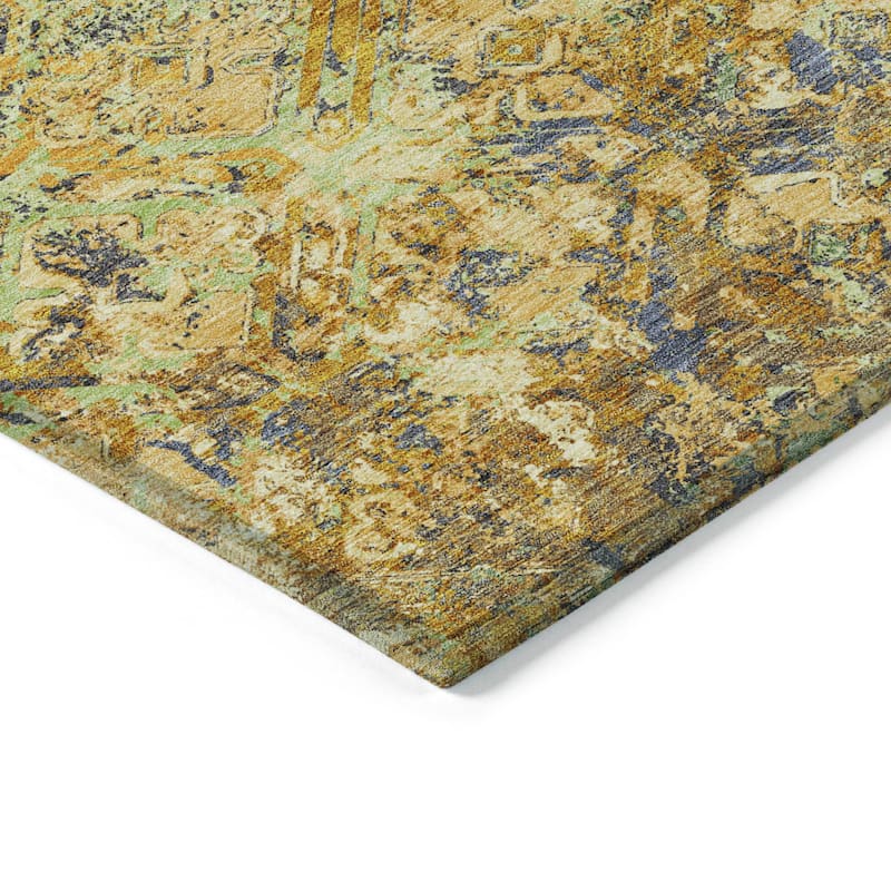 Machine Washable Indoor/ Outdoor Chantille Distressed Diamonds Rug