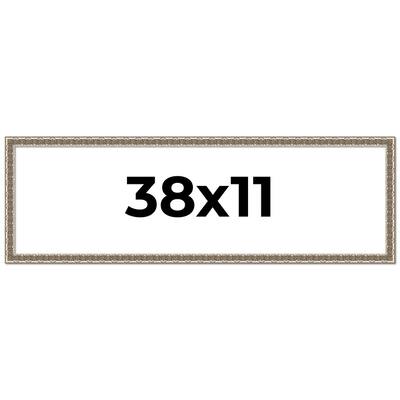 38x11 Frame Silver Versailles Ornate Solid Wood Picture Frame | 1 Inch