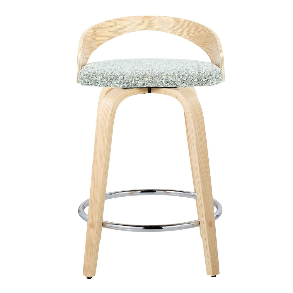 Carson Carrington Stavanger 24" Fixed-Height Counter Stool with Bent Wood Legs & Round Footrest (Set of 2)