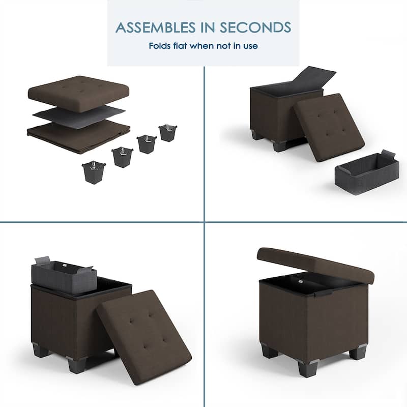 Empyrean Tuffted Folding Foot Rest Storage Ottoman Bench with Storage Bins
