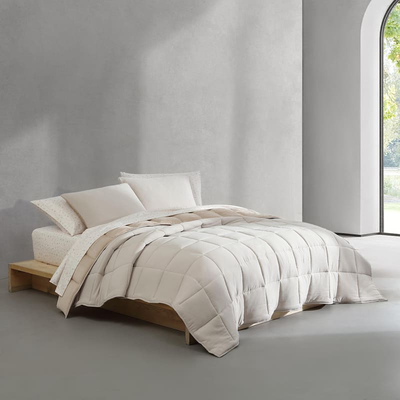 Calvin Klein Reversible Plush Comforter Bonus Set - Beige - Twin XL