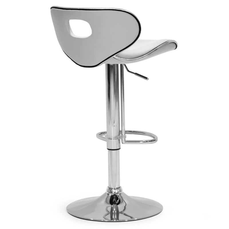 Adria White/Black/Grey Chrome Frame Adjustable Height Swivel Bar Stools (Set of 2)